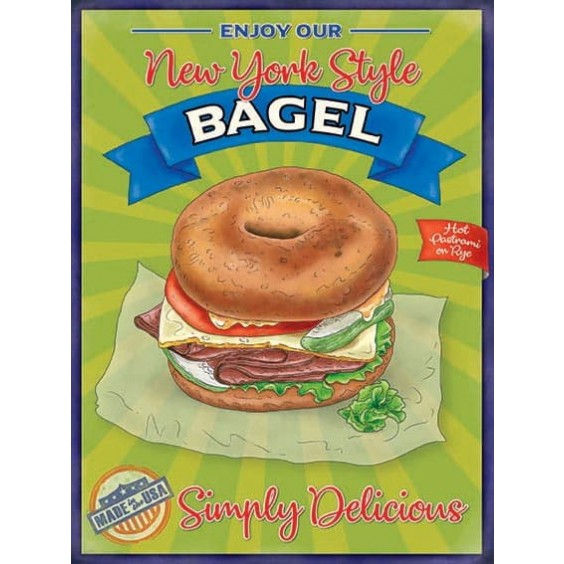 New York Style Bagel Metal Sign 400 x300mm