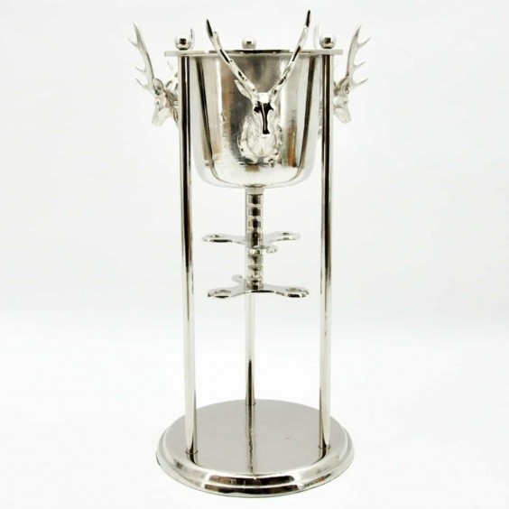 REINDEER CHAMPAGNE BUCKET WIITH GLASS STAN