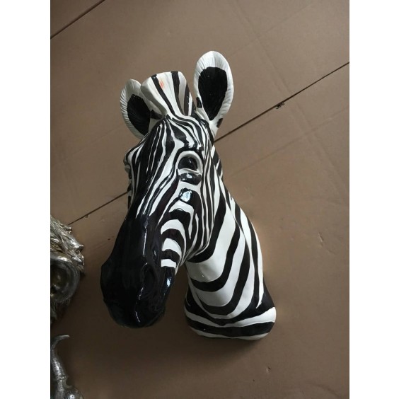 42CM BRONZE ZEBRA HEAD