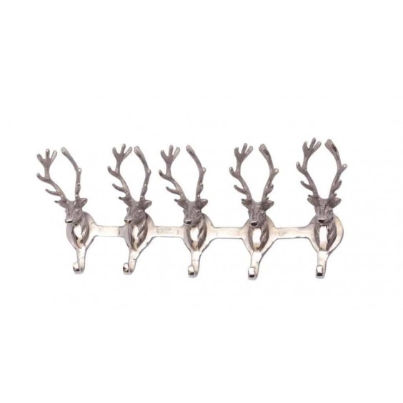 53CM NICKEL STAG HEAD WALL HOOK