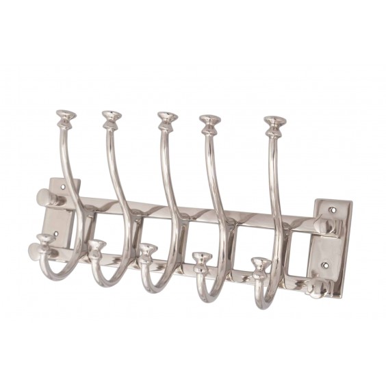 58cm NICKEL PLATED 5 HOOK WALL HANGER