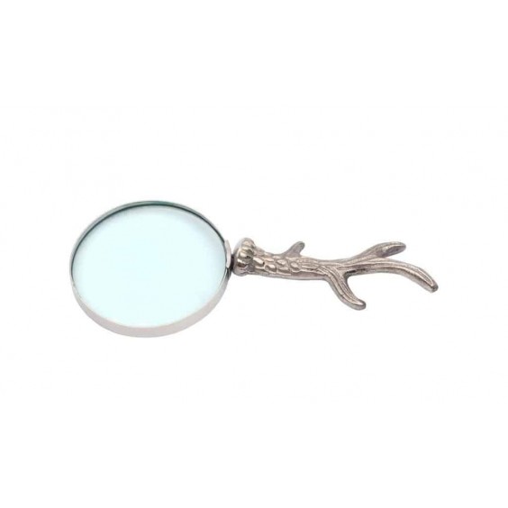 4" NICKEL ANTLER MAGNIFYING GLASS