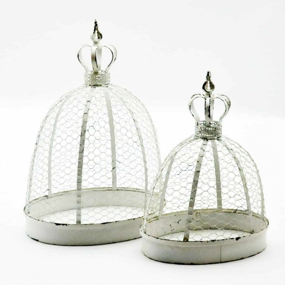 SET 2 ANTIQUE CREAM FLOWER BASKETS