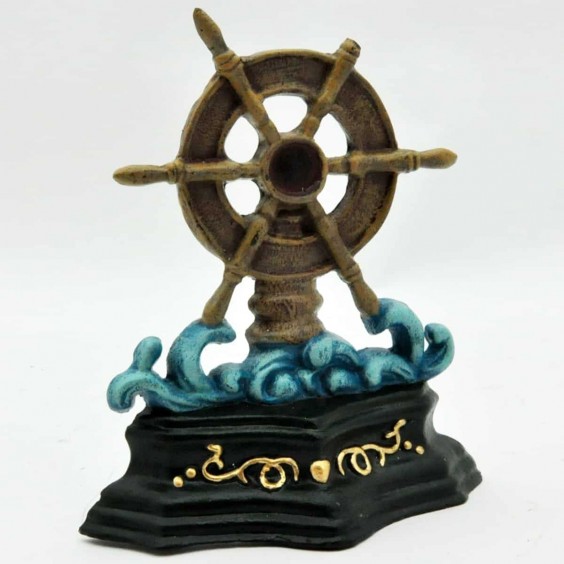 29CM CAST IRON SHIPS WHEEL DOORSTOP