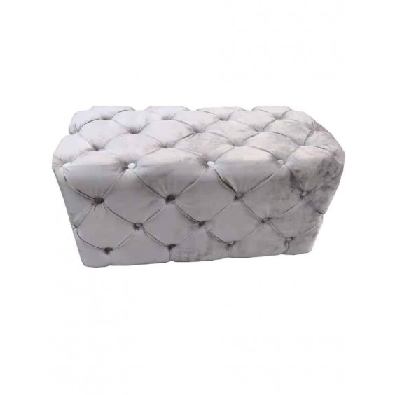 80CM LIGHTGREY VELVET BUTTON DESIGN OTTOMA
