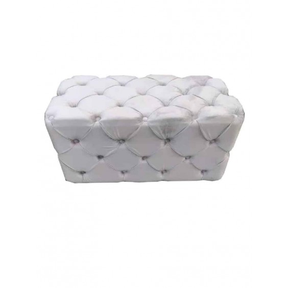80CM CHAMPAGNE VELVET BUTTON DESIGN OTTOMA