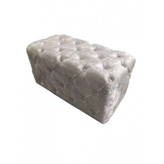 80CM ICE CRUSHED VELVET BUTTON OTTOMAN