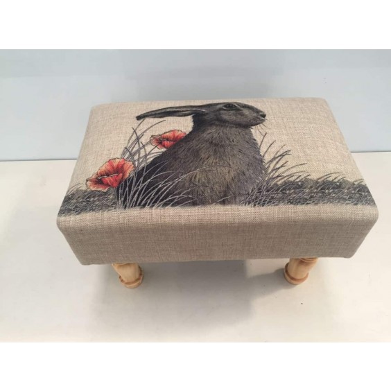 RABBIT & FLOWERS FOOTSTOOL 40CMX25CMX25CM