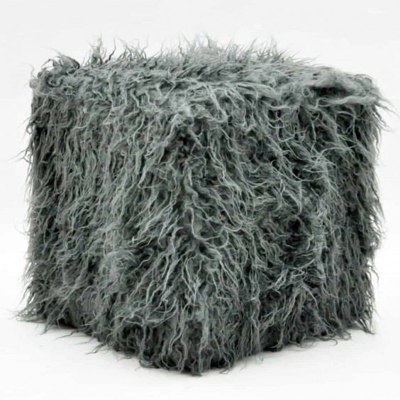 38CM DARK GREY FLUFFY FOOTSTOOLS