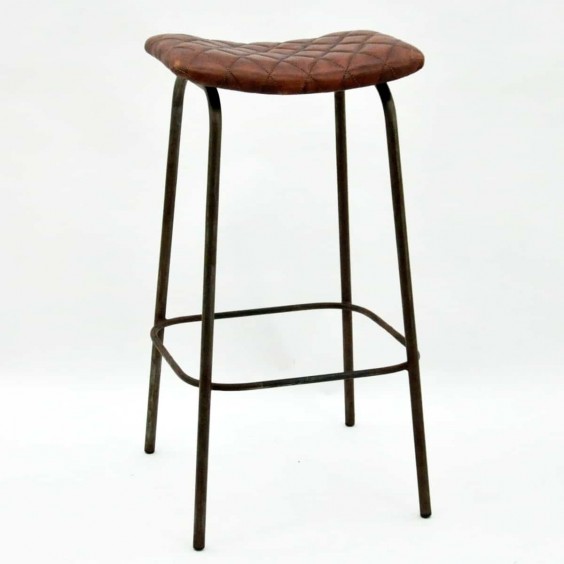 76x40x30cmTAN DIAMOND LEATHER BAR STOOL