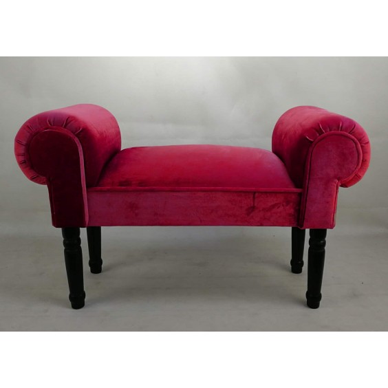 VELVET RED SMALL WINDOW SEAT 86X30X52CM