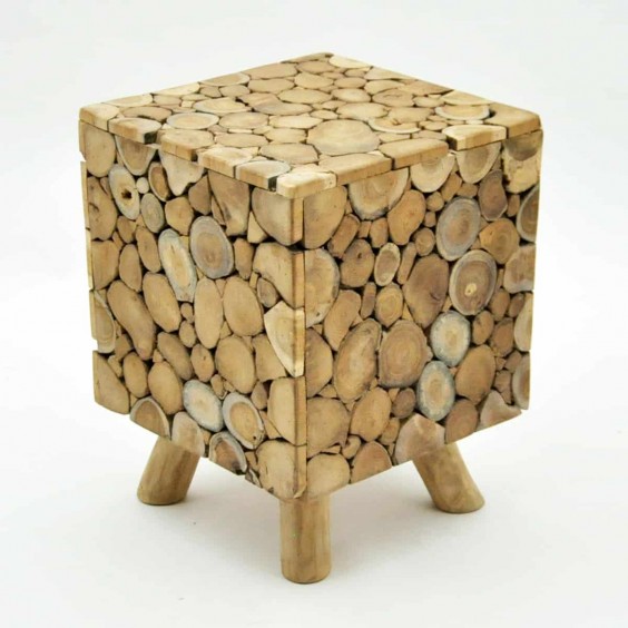 30X30X40CM TEAK BRANCH ROOT SQUARE STOOL