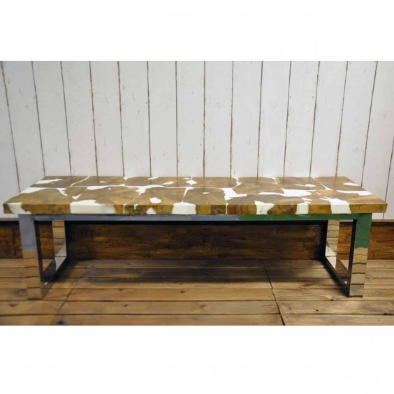 FOLDING GOATSKIN STOOL