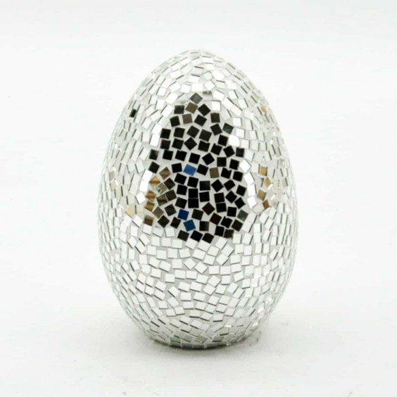 40CM SILVER MOSAIC EGG