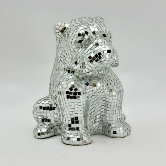 30CM SILVER MOSAIC BULLDOG