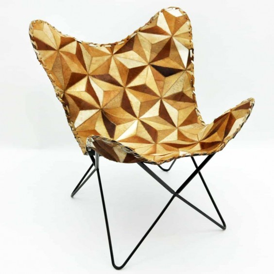 TAN COW-HIDE BUTTERFLY CHAIR
