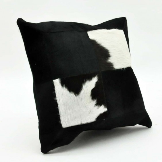 45X45CM BLACK AND WHITE COW-HIDE CUSHION