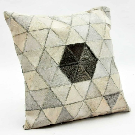 45X45CM GREY BOVINE COW-HIDE CUSHION