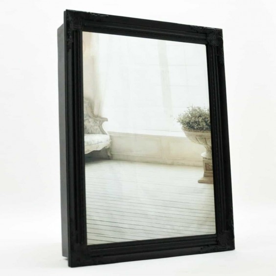 80cm X 60cm MATT BLACK SWEAPT FRAME MIRROR
