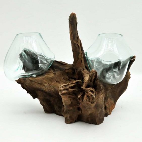 #8 L DOUBLE TEAK ROOT BLOWN GLASS