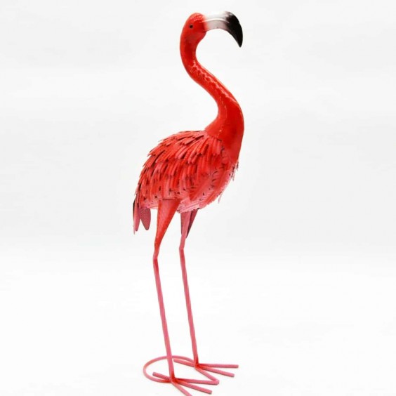 69CM PINK METAL FLAMINGO