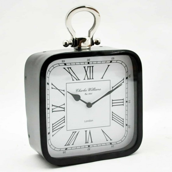 NICKEL FINISH TABLE CLOCK 28x20x7cm