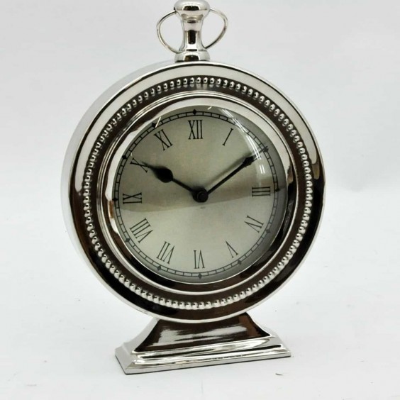 NICKEL FINISH TABLE CLOCK 22x15x5cm