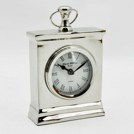 NICKEL FINISH TABLE CLOCK 29x21x4cm
