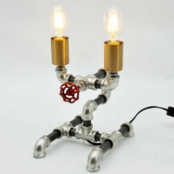 26CM METAL INDUSTRIAL PIPPING TABLE LAMP