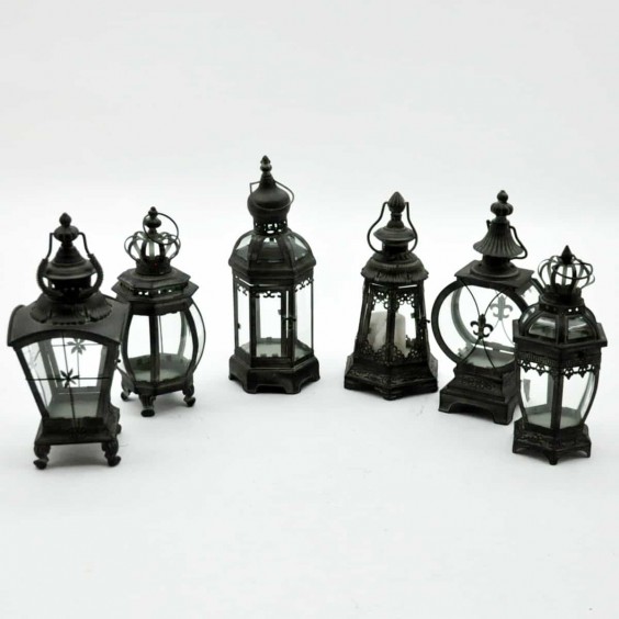 40CM 6 ASSORTED METAL GARDEN LANTERNS