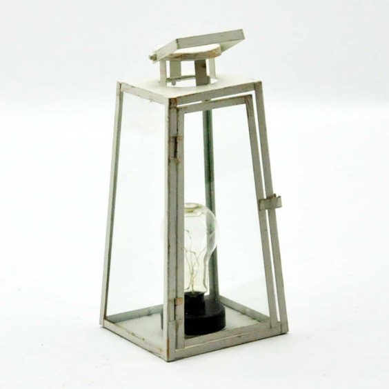 34.5cm SQUARE CREAM LANTERN WITH BULB