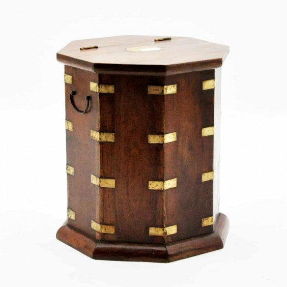 HEXAGONAL CHEST WITH BRASS FITTINGS