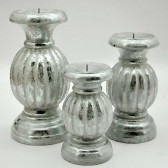 30/25/20CM SET 3 SILVER CANDLESTICKS