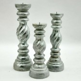 40/35/30CM SET 3 SILVER CANDLESTICKS