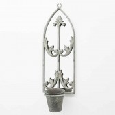 60cm RUSTY WALL MIRROR WITH SINGLE PLANTER