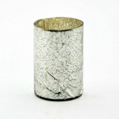 6" SILVER FOIL GLASS CANDLEHOLDER