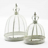 SET 2 ANTIQUE CREAM FLOWER BASKETS