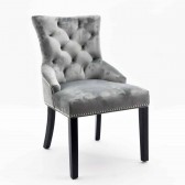 91 CM GREY VELVET DINING CHAIR BLACK