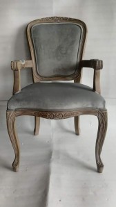 NATURAL FR GREY FABRIC LOUIS ARMCHAIR