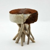 40X40X45CM GOAT SKIN LEATHER STOOL