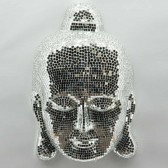 50CM SILVER MOSAIC HANGING BUDDHA FACE