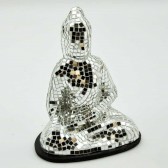 30CM SILVER MOSAIC MEDITATING BUDDHA