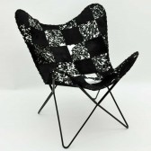 BLACK AND WHITE COW-HIDE BUTTERFLY CHAIR