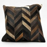 45X45CM BROWN CHEVERON COW-HIDE CUSHION