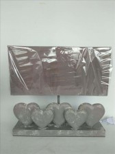 36CM GREY WASHED WOOD FIVE HEART LAMP