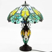 18" SHADE MULTI COLOUR DOUBLE TIFFANY LAMP