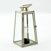 34.5cm SQUARE CREAM LANTERN WITH BULB