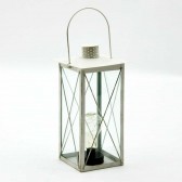 35cm SQUARE CREAM LANTERN WITH BULB