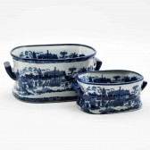 SET 2 14"/19" BLUE/WHITE FOOTBATHS