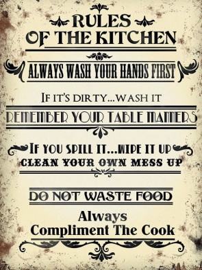 Rules Of The Kitchen Metal Sign 400 x300mm